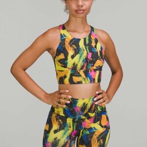 Lululemon Wunder Train Longline Bra Sz 8 In Undertone Black Multi